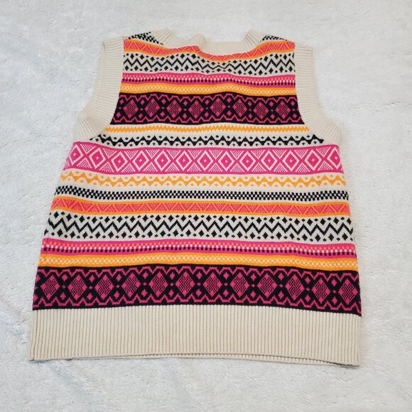 Willow & Wind Bohemian Colorful Fair Isle Academia Preppy Knit Sweater Vest S - Picture 3 of 8